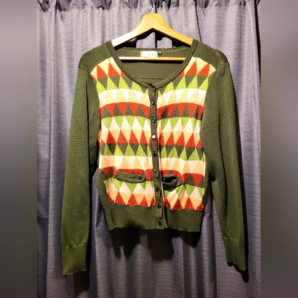 Green 2x retro cardigan by ModCloth